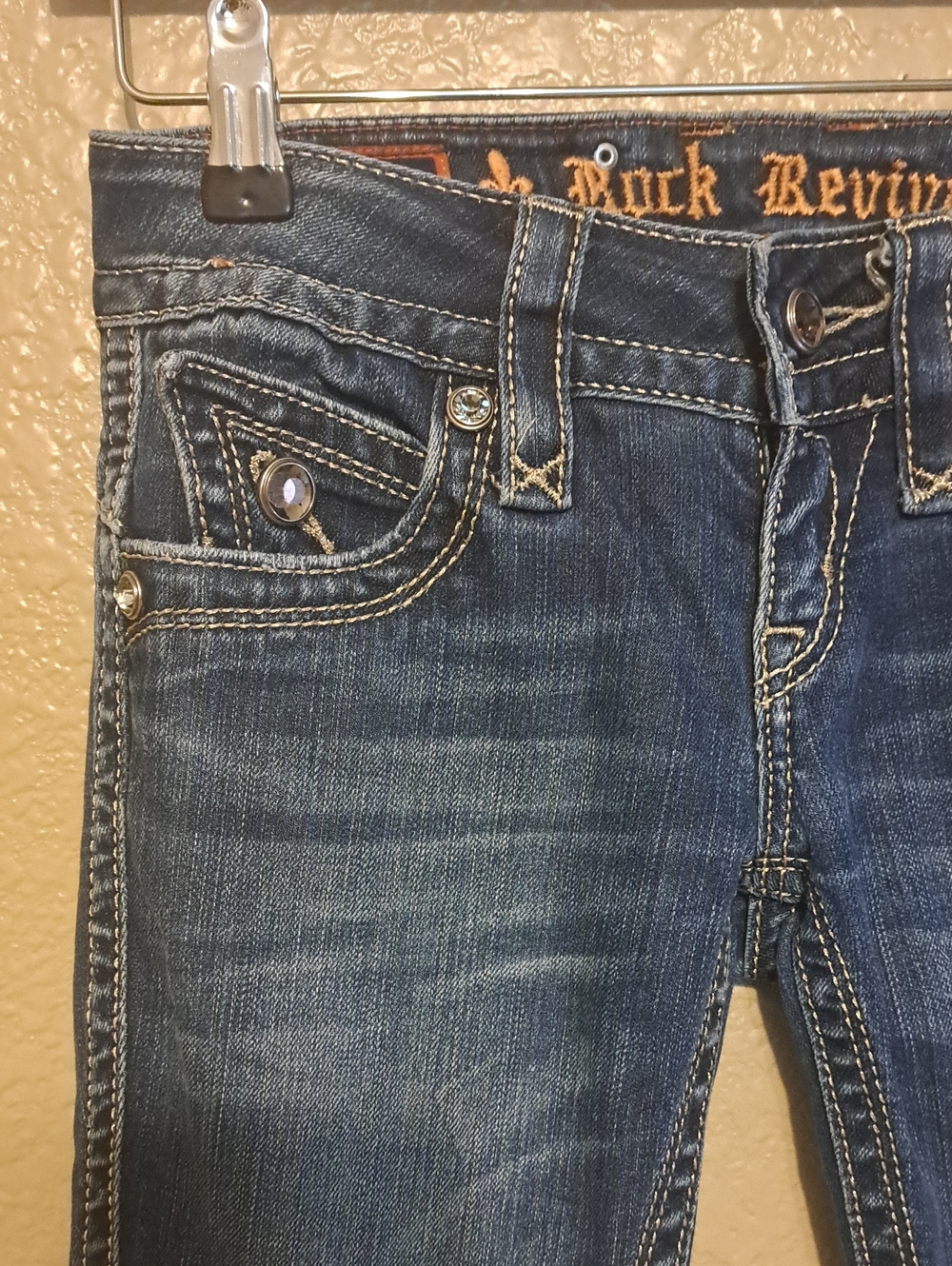 Size 25 Rock Revival Women's Dark Wash Skinny Jeans - Blue - Picture 3 of 12